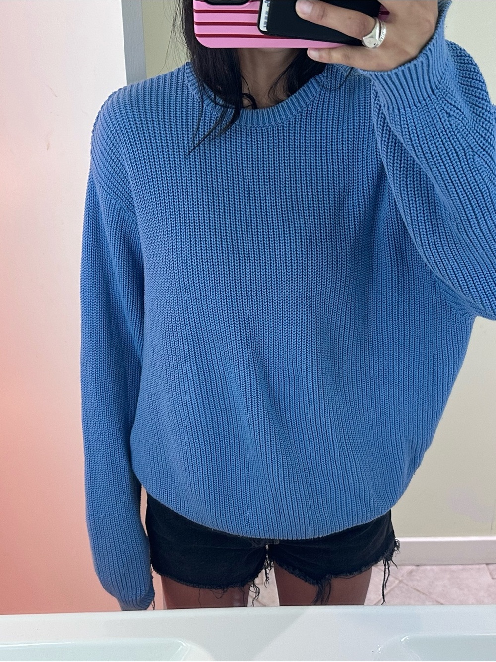 Blue brandy melville Crewneck Knit Sweater - Women's Classic Pullover